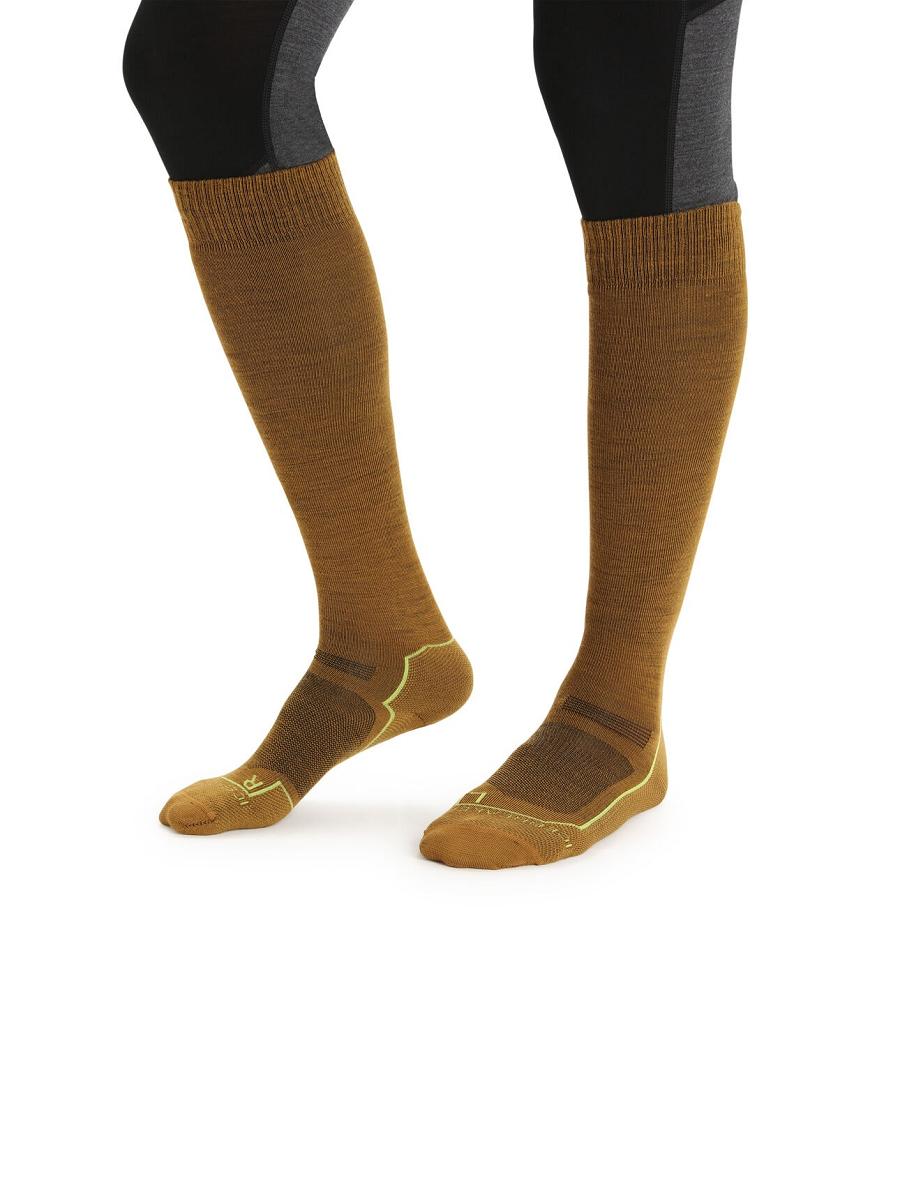 Clove / Silent Gold Icebreaker Merino Ski+ Ultralight Over the Calf Men's Socks | AU 1017DFMN